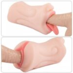 POCKET SILICONE PUSSY REALISTIC MOUTH WITH 3D TEETH AND TONGUE