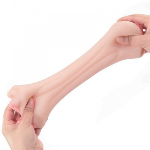 POCKET SILICONE PUSSY REALISTIC MOUTH WITH 3D TEETH AND TONGUE